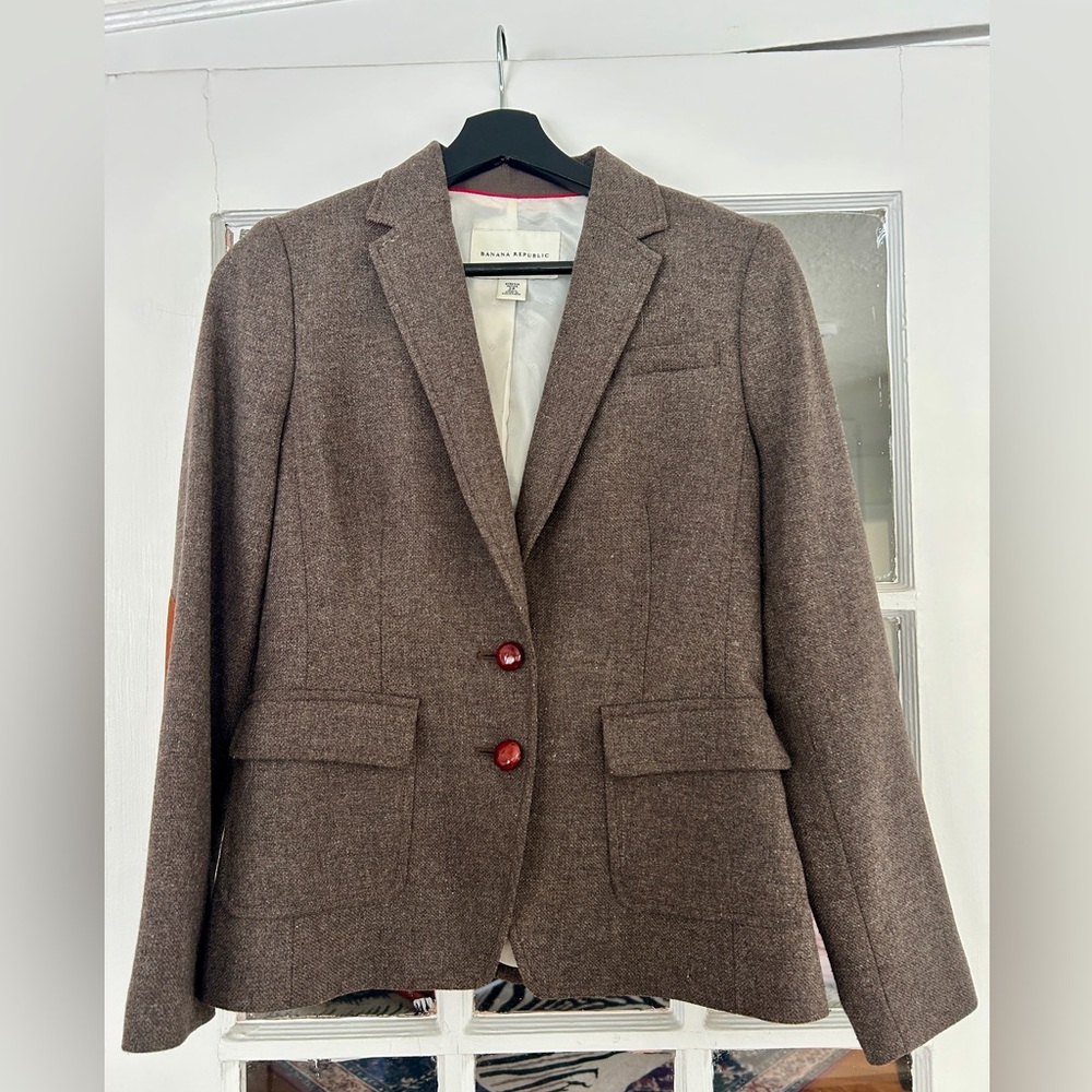 Vintage Banana Republic Women's Chocolate Brown Blazer